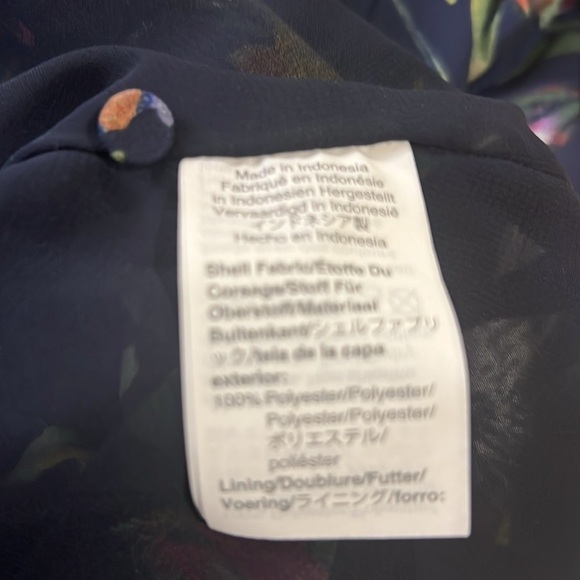 J. Crew Navy Floral print long sleeve chiffon dress size 2 - Picture 13 of 14